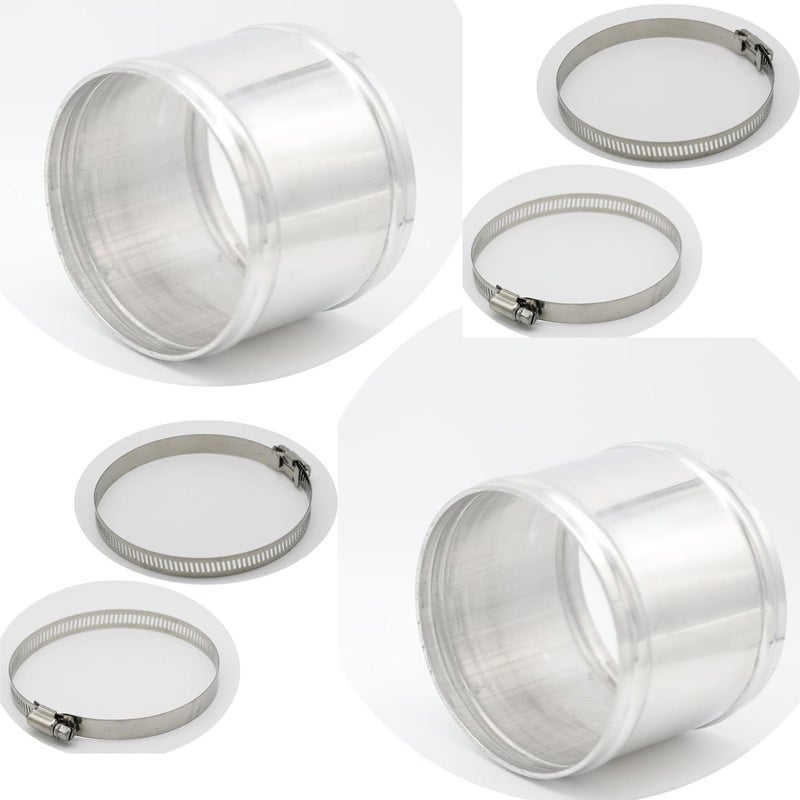 KRD PERFORMANCE 102mm(4") OD, Length 3" (76mm), Straight 4 Inch 6061 Aluminum Hose Joiner Tube Intercooler Pipe Connector High Class Glossy Polished Treatment Air Intake Tube with Bead Roll, 2 PCS - Image 1